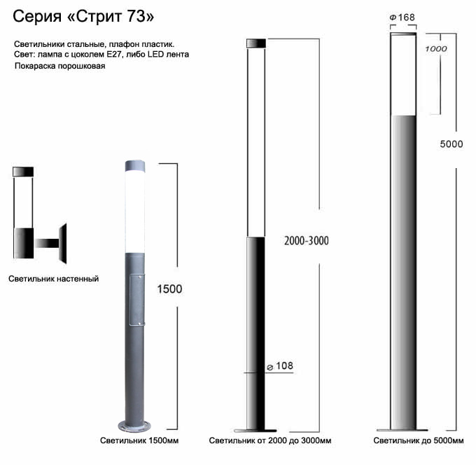 современный уличный светильник стрит 73