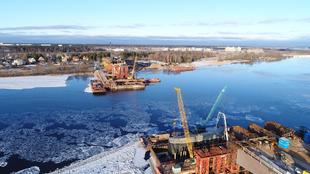 Строительство моста через реку Волгу в Дубне (Московская область) идет полным ходом новость на сайте СетьСвет